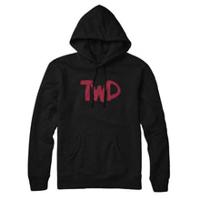 Load image into Gallery viewer, Daryl, Michonne, and Carol Black Hoodie Featuring Red Moon and TWD Logo
