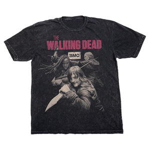 Season 10 Daryl, Michonne, and Carol Black Tee with The Walking Dead Logo